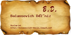 Balassovich Döniz névjegykártya